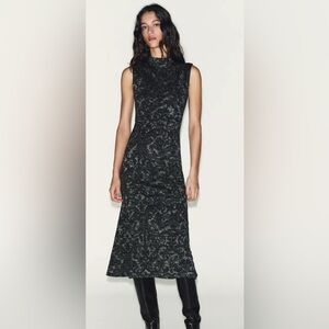 Zara Metallic Thread Jacquard Dress | NWT